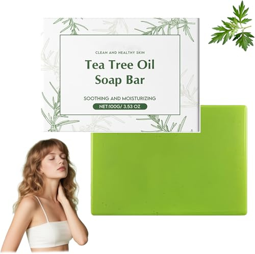 Barra de jabón de aceite de árbol de té, 100 g, jabón facial hidratante para hombres, mujeres, control de olores, limpiador natural, jabón orgánico, sin perfume, para viajes, gimnasio, purificante (1