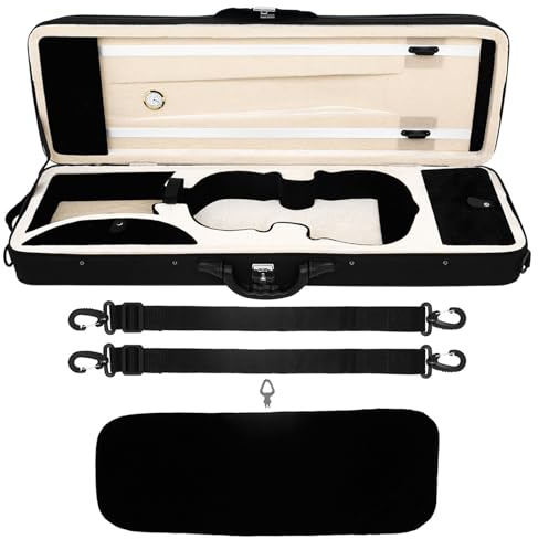 Whoasyst Violin Travel Case 4/4 Size Safe Transport Easy Carrying Portable with Hygrometer and Shoulder Strap for Violin Instrument Case