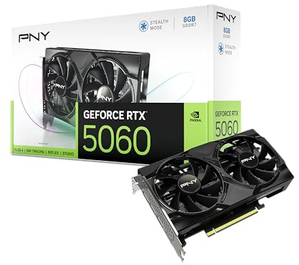 PNY GeForce RTX 5060, 8 Go GDDR7, 128 bits, DLSS 4-Spec, Carte graphique de jeu haute performance