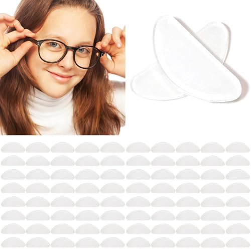 40 Pairs Eye Glasses Nose Pads, Clear Silicone Nose Pads for Glasses Stick on, Stop Glasses Slipping Down Nose, Anti Slip Glasses Nose Pad for Eyeglasses, Sunglasses (Clear)