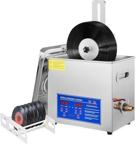 Ultrasonic Vinyl Record Cleaner - 8-Disc Capacity with Auto-Rotating Double-Sided Cleaning, 0-30min Timing Professional LP Restoration System