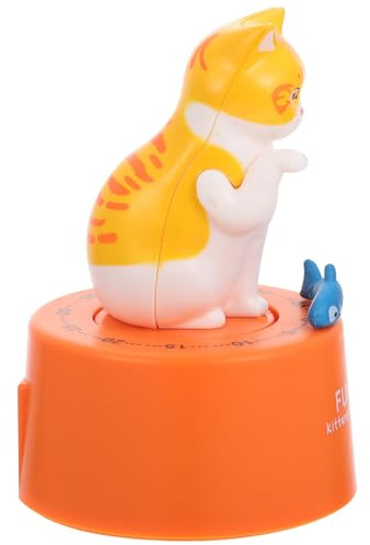 SUPVOX Timer Plastica Meccanico per Cucina, Contaminuti Manuale Design Gatto, Promemoria Conto alla Rovescia per Cucinare Uova e Altri Alimenti