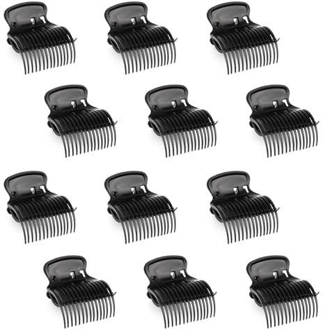 Lot de 12 Pinces à Rouleaux Chauds en Plastique – Clips de Remplacement pour Bigoudis, Griffes pour Cheveux, Adaptées aux Gros Rouleaux, pour Femmes et Filles,Schwarz