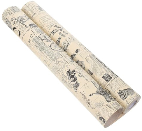 POPETPOP Papier Peint Pvc Vintage Décoratif Motif Journal Anglais, Autocollant Mural Rétro Facile à Coller pour Décoration Murale Intérieure