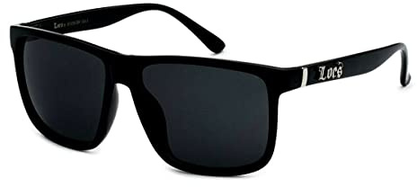 Locs Gangster Sonnenbrille mit Hornrand, übergroß, rechteckig, Schwarz