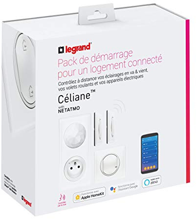 LEGRAND - Kit Démarrage Produits Connectés Céliane with Netatmo - 1 Prise Connectée + 1 Interrupteur Connecté + 1 Commande Générale + 1 Commande Éclairage/Prise - Fabriqué En France - Laqué Blanc