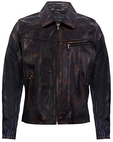 Veste Harrington Vintage en Cuir Marron Délavé pour Homme XS