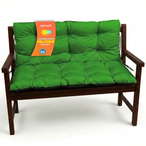 SuperKissen24. Sitzkissen Bankkissen Bankauflage für Gartenbank - 140x50 cm und Rückenlehne 140x60 cm - Outdoor und Indoor - grün