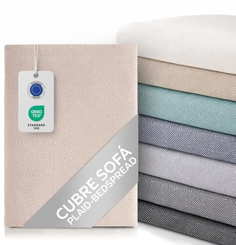 TEXTIL-HOME Textilhome Couverture Plaid 230x285 cm – Couvre-canapé Multifonction, Foulard jarapa Dante, Housse protectrice pour canapé et lit, Couleur Camel – Certifié Oeko-TEX