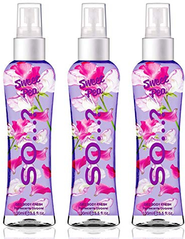Body Mist by So…? Womens Sweet Pea Body Mist Fragrance Spray 100ml Bundle (Pack of 3)