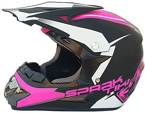 Woljay Casque de Moto de Motocross Casques Tout-Terrain VTT Tout Terrain Une Descente Course Spark - 3 Cadeaux (Rose, Medium)
