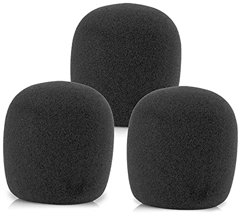 LEFXMOPHY SM58 Parabrisas de repuesto de espuma para micrófono vocal Shure SM58 SM48, filtro pop, cubierta negra con cancelación de ruido, paquete de 3