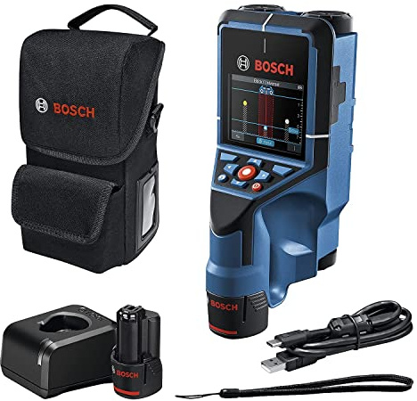 Bosch Professional Scanner Mural D-tect 200 C (2 Batteries 12V, détection de câbles sous tensions (ou Non), tuyaux métal ou Plastique, Montants et cavités) - Amazon Exclusive Set
