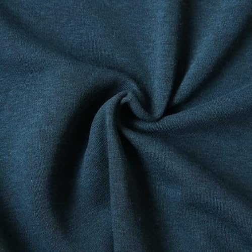 STOFFKONTOR Sweatshirtstoff Baumwollstoff Melange - Ökotex Standard 100 - Meterware, Farbe Petrol-Blau - zum Nähen von Sweatshirts, Kuschelanzügen, Decken uvm.