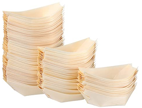 Operitacx 100 Unidades Bandejas Desechables De Madera De 3.3 Pulgadas Barco Sushi Para Servir Postres Aperitivos Ensaladas Para Fiestas Reuniones Y Catering