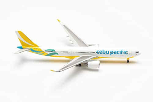 herpa Modellflugzeug Airbus A330-900neo Cebu Pacific Maßstab 1:500- Modellbau Flugzeug, Flugzeugmodell für Sammler, Miniatur Deko, Flieger ohne Standfuß aus Metall