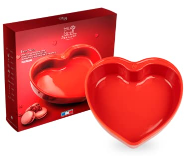 PEUGEOT - Auflaufform aus Keramik Appolia in Herzform - Großes Modell - 25,8 cm x 25 cm x 60 cm - Fassungsvermögen: 1,7 L - 10 Jahre Garantie - Französiches Know-How - Rot