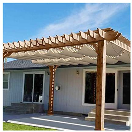 Vele Ombreggianti A Onda Retrattili，Tettoia A Onda Retrattile，Anti-UV ， Protezione solare Tenda avvolgibile scorrevole con kit di montaggio Tenda da sole a baldacchino ( Size : W0.6*L16m/W1.96*L52.49f