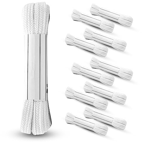 DOJA Barcelona | Lacci Piatti Scarpe | 10 Pezzi | 1200 x 5 mm | Bianco | Lacci Scarpe Piatti | Lacci Piatti Sneakers Corsa e Passeggio | Stringhe Lacci per Scarpe Piatti Colorati Uomo, Donna, Bambino
