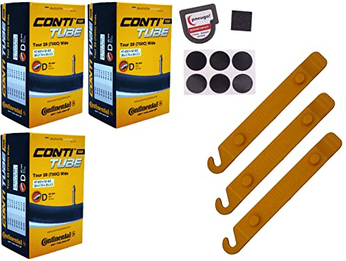 3x Fahrradschlauch Continental 28 Zoll Blitzventil 47-622/62-622 +Reifenheber