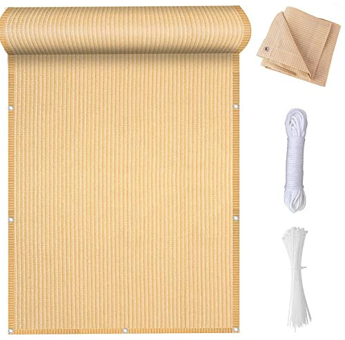 Recinzione Copertura per Balcone 60x300cm(24x118inch) Recinzione Copertura Schermante per Balcone Privacy Anti-UV Facile da Installare per Recinzione, Color Crema