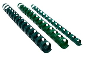Plastikbinderücken, PVC, 12 mm, 14 Ringe, A5, Grün, 50 Stück
