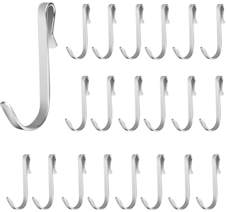 ChAusa 20 Stück Kleine S Hakens, Edelstahl S Förmige Haken, Aufhängen Edelstahl Hakens, Flach Edelstahls, Kleiderschrank für Badezimmer, Schlafzimmer, Büro, Küche (Silber)