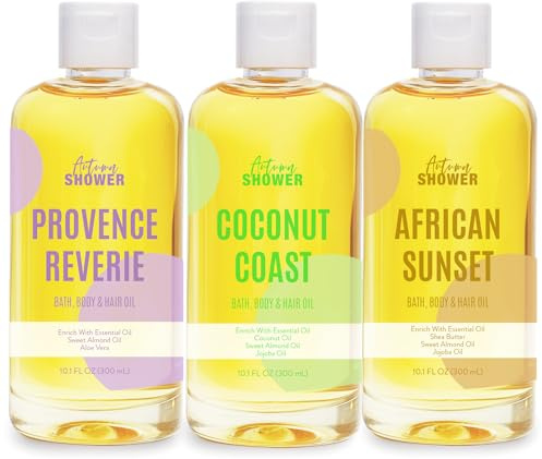 Bath Oil Body Oil Oil with Sweet Almond, Jojoba Oil, Sweet Almond & Lavender & Coconut Bath Oils Mother's Day Gift for Women, Multiuse Oil for Hair & Dry Skin 30 fl oz (Pack of 3)