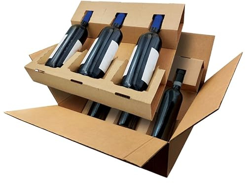 Blasetti Flaschenversandbox - Bottle Case für 6 Flaschen, Verpackung für Sekt und Spirituosen, Packung mit 10 Flaschenbehältern. Maße in mm 428x386x302