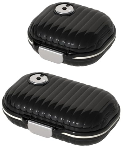 Jumuao 2 Stück Täglicher Pillen-Organizer,Tablettenbox 7 Tage,Täglicher Pillendose,Reise Pill Box, Medikamentenbox mit 7 Fächern für Fischöle, Vitamine (Schwarz)