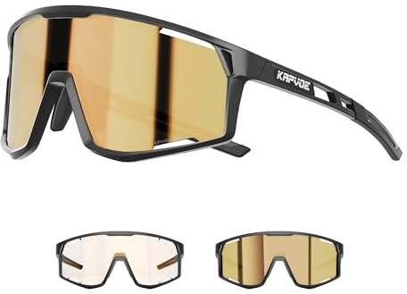 KAPVOE Photochromatische Selbsttönend Fahrradbrille für Herren Damen Klar Sportsonnenbrille TR90 Rahmen Sport Radfahren MTB Radbrille UV400 Schutz Sportbrille für Laufen Fahren Baseball K180