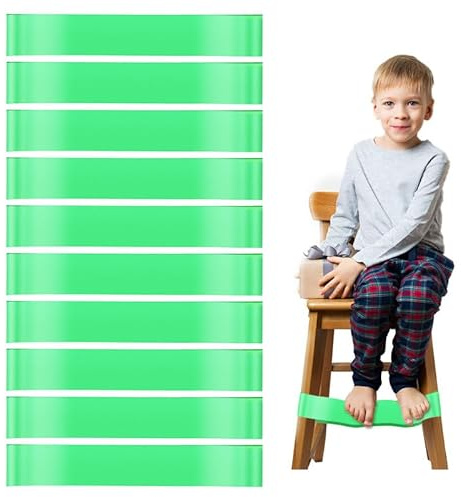 FUIPVGI 10 Pièces Elastique Musculation, Bandes d'exercice Extensibles pour Chaises de Salle de Classe, Elastique Sport pour Fitness Pilates Yoga, Bande Elastique Musculation pour Enfants (Vert)