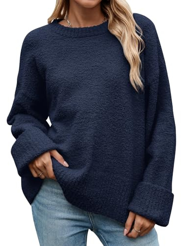 heekpek Pull Femme Chic Hiver Chaud Pull Col Rond Pull Manches Longues Sweat Femme Oversize Pull Long Verment Grande Taille