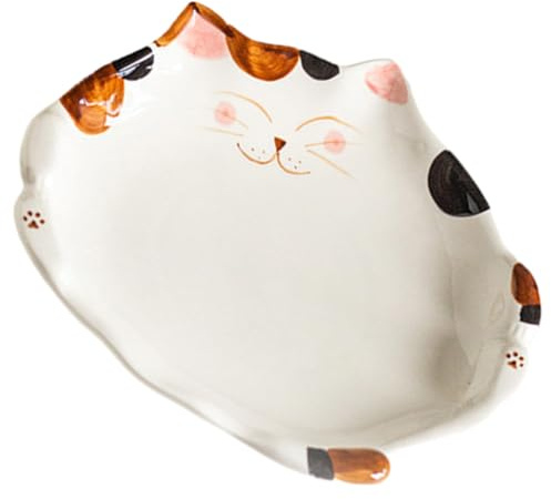 BIUDECO Ceramic Cat Dinner Plate 9 Inch Cat-Themed Salad Dessert Serving Plate for Family Party Restaurant Use