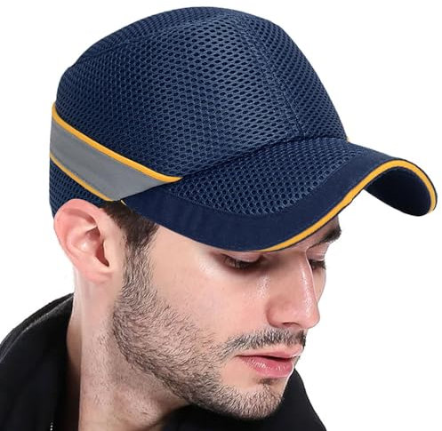 Baseball-Stil Hartschalenhut – Stoßdämpfung, Ballkappen, Weitwinkel, Stoßdämpfung, verstellbar, harter Hut, leicht, atmungsaktiv, Netz-Ballkappen für Golf, Laufen, Baseball, Herren und Damen