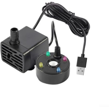 Hasaller Mist Maker Fogger Luces LED coloridas Fabricantes de niebla Fabricante de niebla USB y luces LED coloridas Mini atomizador de metal Luces LED Fuente de agua Estanque Niebla atomizador