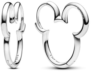 Pandora Disney 293528C00 - Pendientes de silueta de Mickey Mouse en plata de ley, Klar, Plata de ley, Sin piedra preciosa
