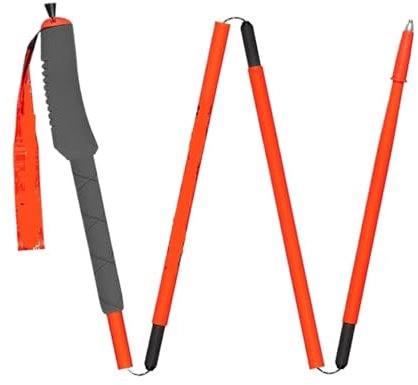 KUIBAFN Wanderstöcke 1PCS Verstellbare Falten Stick Licht Carbon Faser Pole Quick Lock Trekkingstöcke Wandern Sticks Walking Camping für Camping, Wandern(Orange 115CM)