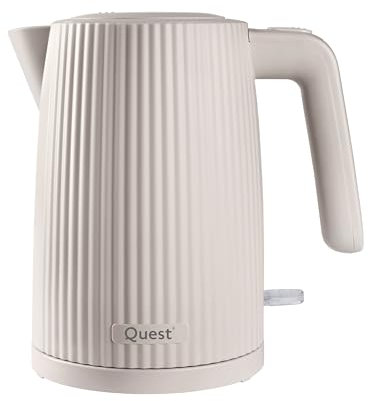 Quest 32039 1.5 Litre Cordless Kettle/Stylish Modern Grooved Design/Spout Filter/Overheat Protection / 3000W Fast Boil/White Colour