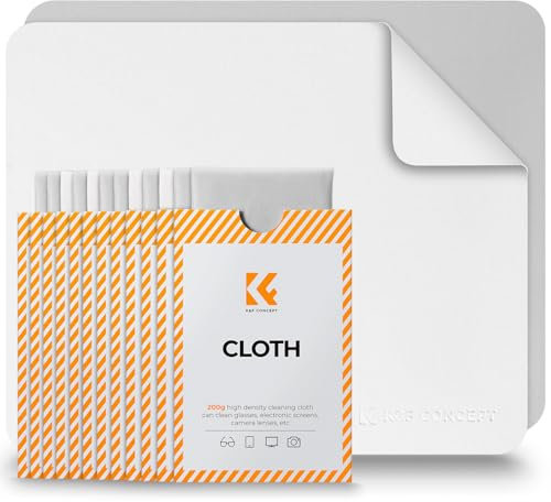 K&F CONCEPT 12 Stück Mikrofasertuch, Brillenputztücher, Linsenreinigungstuch,Brillenlinsenreiniger, Reinigung von Brillen. Kameralinsen, VR/AR-Headsets und Bildschirmen, Weiß & Grau (15x18 cm)