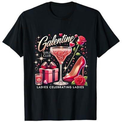 Galentine Girls Club Celebration Martini Glass Graphic T-Shirt