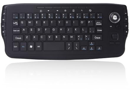 Boddceto Tastiera da Gioco Ergonomica Mini Wireless 2.4G con 15 Multimediali e Trackball