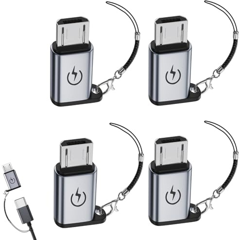 USB C auf Micro USB Adapter (4-Pack), USB C Buchse auf Micro USB Stecker Adapter, unterstützt 18W Schnellladung, unterstützt keine OTG Verbindung, wie Kopfhörer, externe Festplatten, Tastaturen oder M