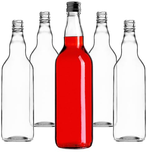 KADAX Lot de 40 bouteilles en verre 700ml avec bouchon à vis Noir – bouteilles vides à remplir pour jus, sirop, huile et liqueur, conservation alimentaire