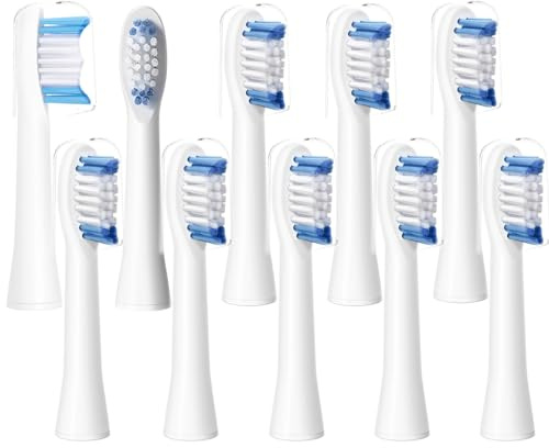 10er Ersatzbürsten Passend für Oral-bPulsonic Aufsteckbürsten Bürstenköpfe Ersatzbürstenkopf,weiß （nicht kompatibel mit Slim Clean 2000）
