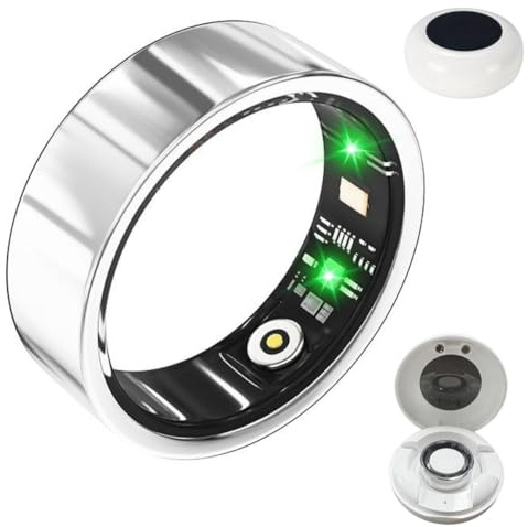 IP68 Smart Ring för män, 70 mm, sömn, hjärtfrekvens, blodtryck, syre, vattentät bildskärm, fitness, stegräknare, Bluetooth-kalorier, hälsa, silver #13