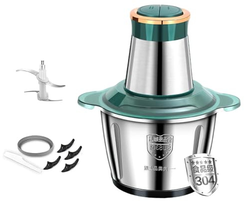 5 en 1 3L Hachoir éLectrique, 30000-40000rpm Mixeur Hachoir, 2 Vitesses & 4 Lames Acier Inoxydable 304, 300w Super Pouvoir, pour La Viande, Fruits, CacahuèTes, Noix, Haricots (vert)