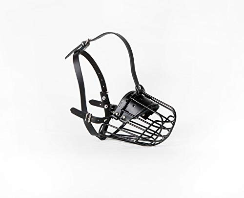 L&J Pets Uk Metall Maulkorb für Spaniel & ähnliche große Hunde – Sicher, Bequem & Verstellbar (3X, Schwarz,Schwarz)