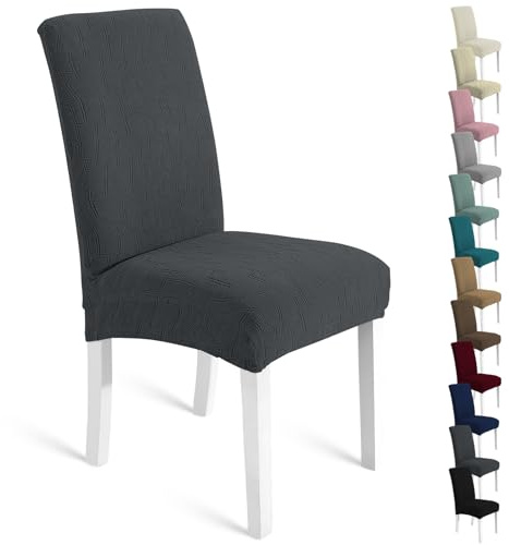 Ystyle Stretch Stuhlhussen 4er Set, Stuhlbezug Elastisch Abnehmbarer Waschbarer, Universal Stühle Schutz Dekoration Stuhlbezug für Hotel Bankett Küche Restaurant Hochzeit Party, Dunkelgrau