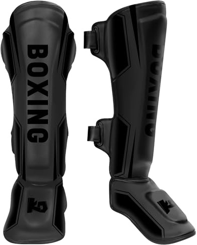 NZQXJXZ Protège-Tibias de Kickboxing, Protège-Tibias de Muay Thai, Protège-Jambes Réglables avec Protection du Cou-De-Pied, Équipement d'Entraînement pour l'Entraînement et Le Sparring MMA